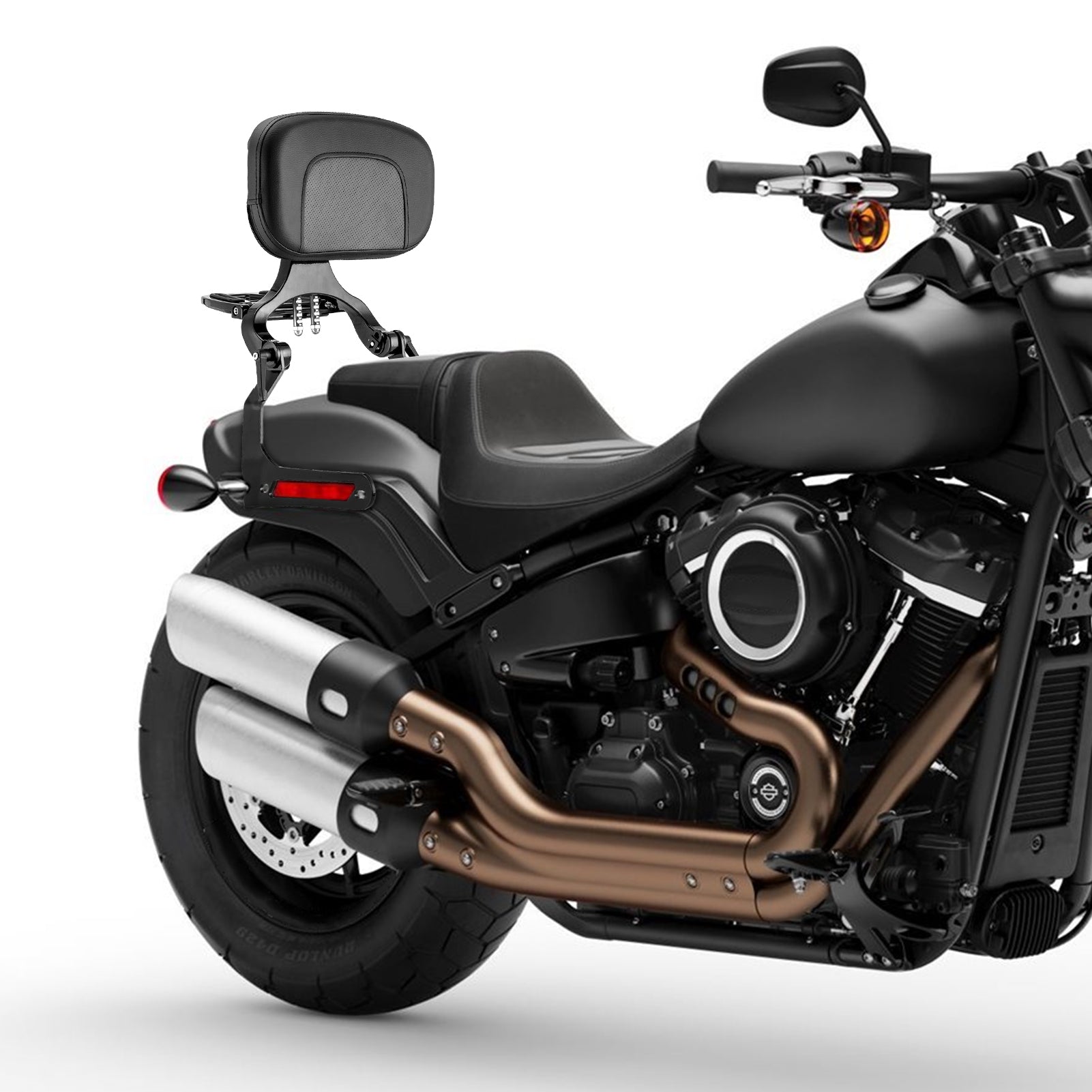 2018-2023 Harley Softail Fat Bob FXFB FXFBS Gloss Black Adjustable Foldable Passenger Driver Backrest