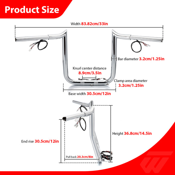 2015-2023 Harley Touring Road Glide 12" PRE-WIRED Bagger-Sharp Handlebar