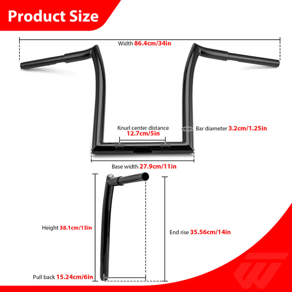 2018-2025 Indian Springfield & 2018-2021 Chief 14" Gloss Black APE Hanger Bar-Sharp Handlebar