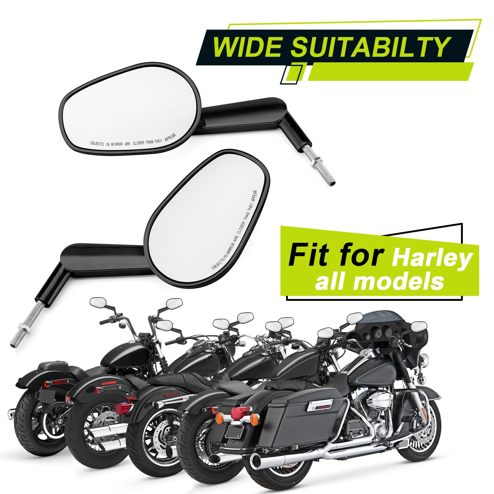 Harley Muscle Rear View Mirrors w/ LED Turn Signal | Black CNC Aluminium