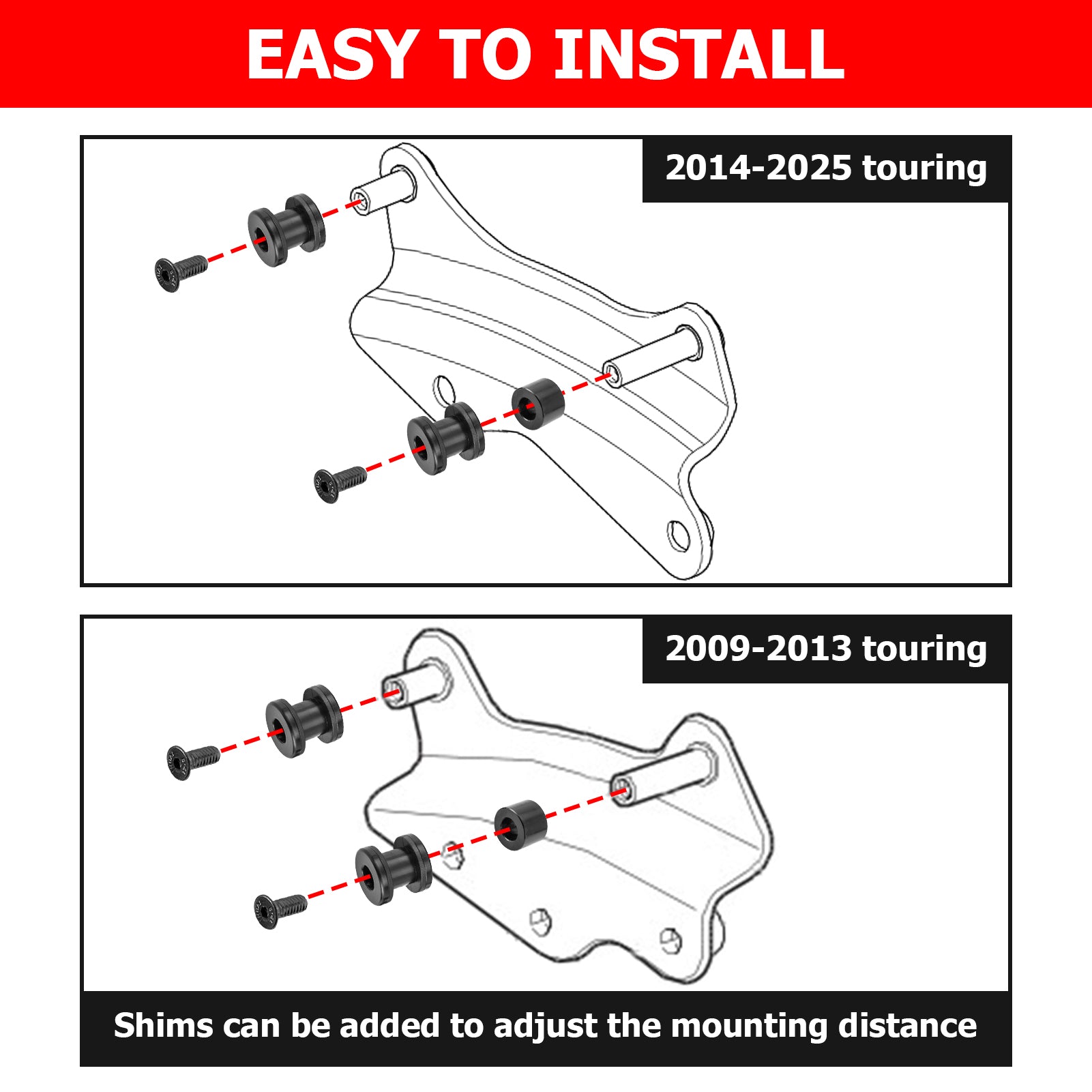Bolt-On Docking Hardware Kit for 2009-2025 Harley Touring Sissy Bar/Luggage Rack