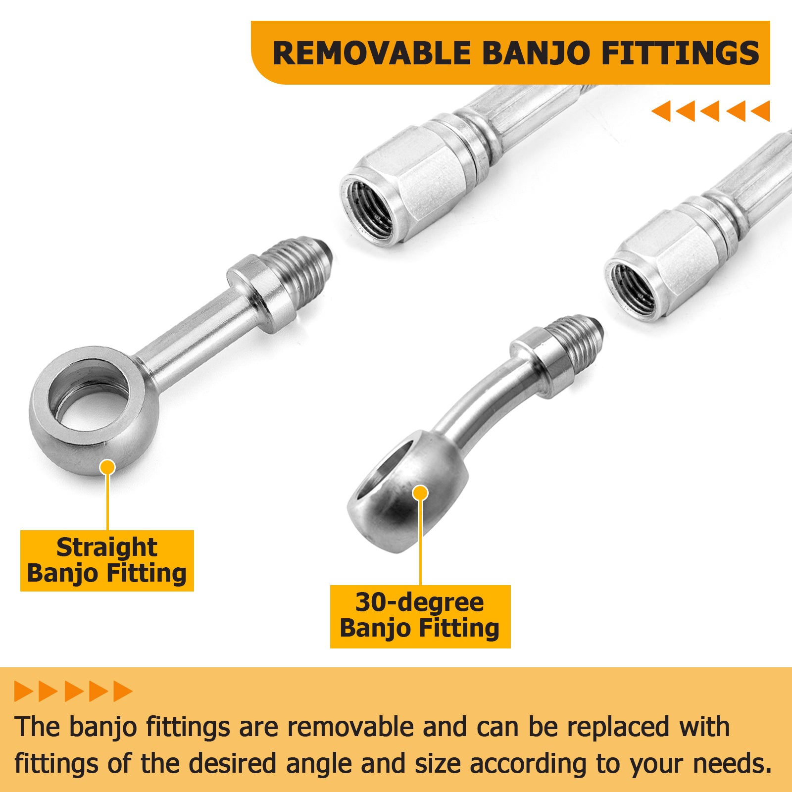 Extended Length ABS Upper and Lower Hydraulic Front Brake Line, Clutch Cable Kit for 2015 - 2017 Harley Softail w/ABS Models (for 14