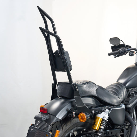 For 2004-2022 Harley Sportster XL 883 1200 Gloss Black Dual Sharp-Angle Passenger Backrest Sissy Bar