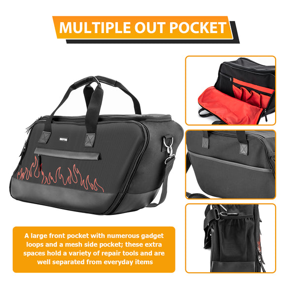 Black Oxford&Leather Red Flame Saddlebag Organizer Liners Bag for 1993 - 2024 Harley Touring Hard Saddlebag - Mofun - 90209022