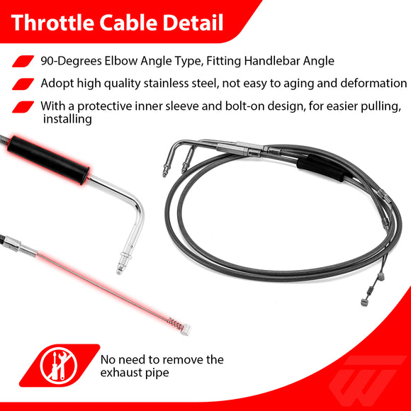 For Harley Dyna Sporster Touring Extended Length Throttle and Idle Cable Kit (for 14"-16" Handlebar)