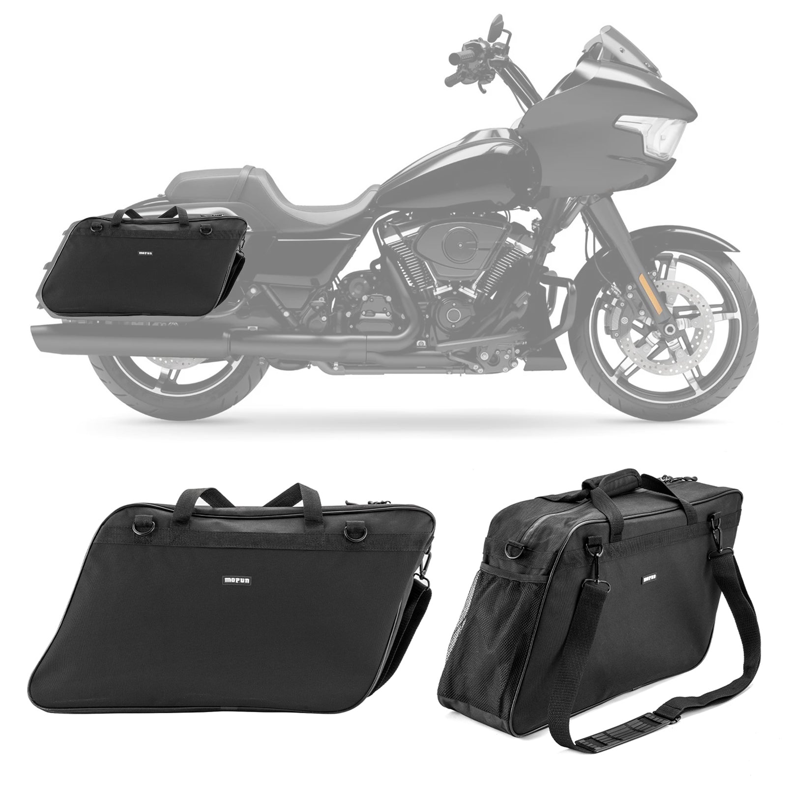 Pair Black Oxford Saddlebag Organizer Liners Bag for 1993-2024 Harley Touring Hard Saddlebag