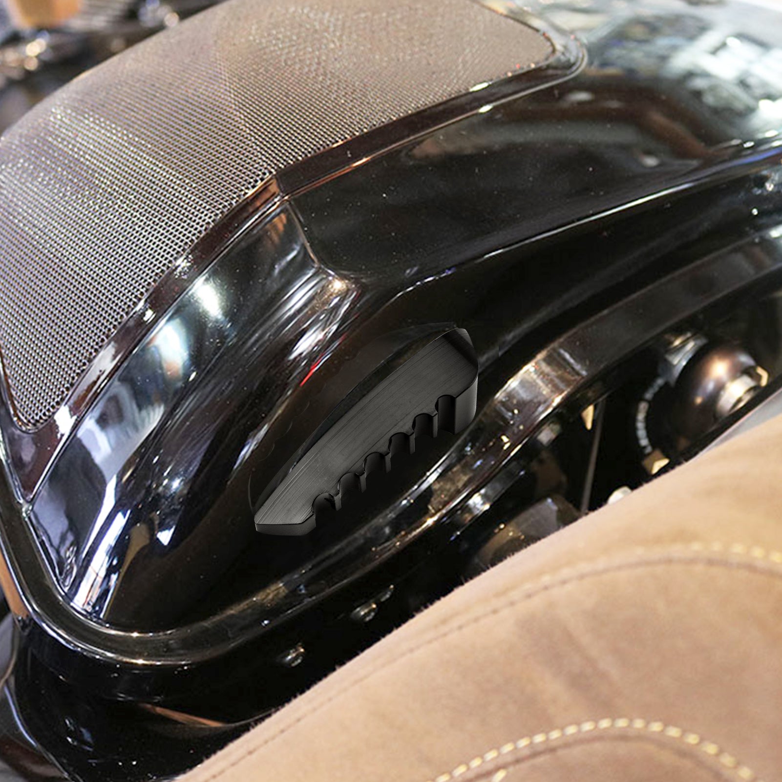 2014-2023 Harley Road King Electra Glide Aluminum Gloss Black Sawtooth Type Saddlebag Lid Lifter