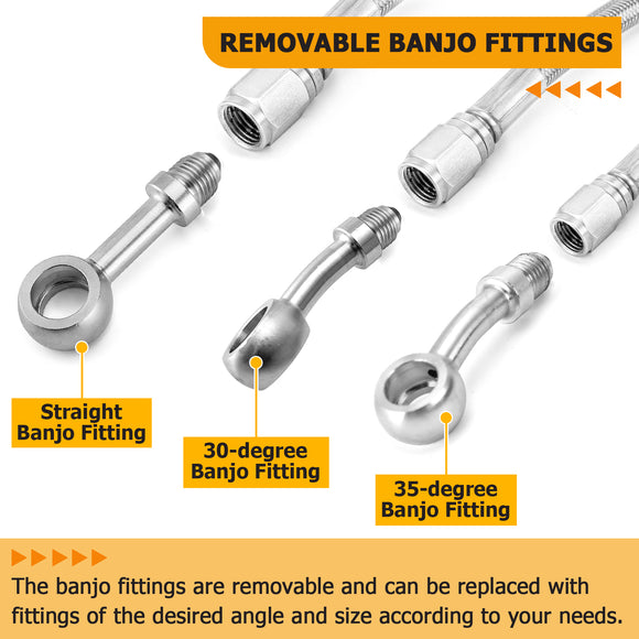 Extended Length Throttle and Idle Cable Kit, Extended Length ABS Upper and Lower Hydraulic Front Brake Line, Clutch Cable Kit for 2011 - 2014 Haley Softail w/ABS (for 12" - 14" Handlebar) - Mofun - 90109030