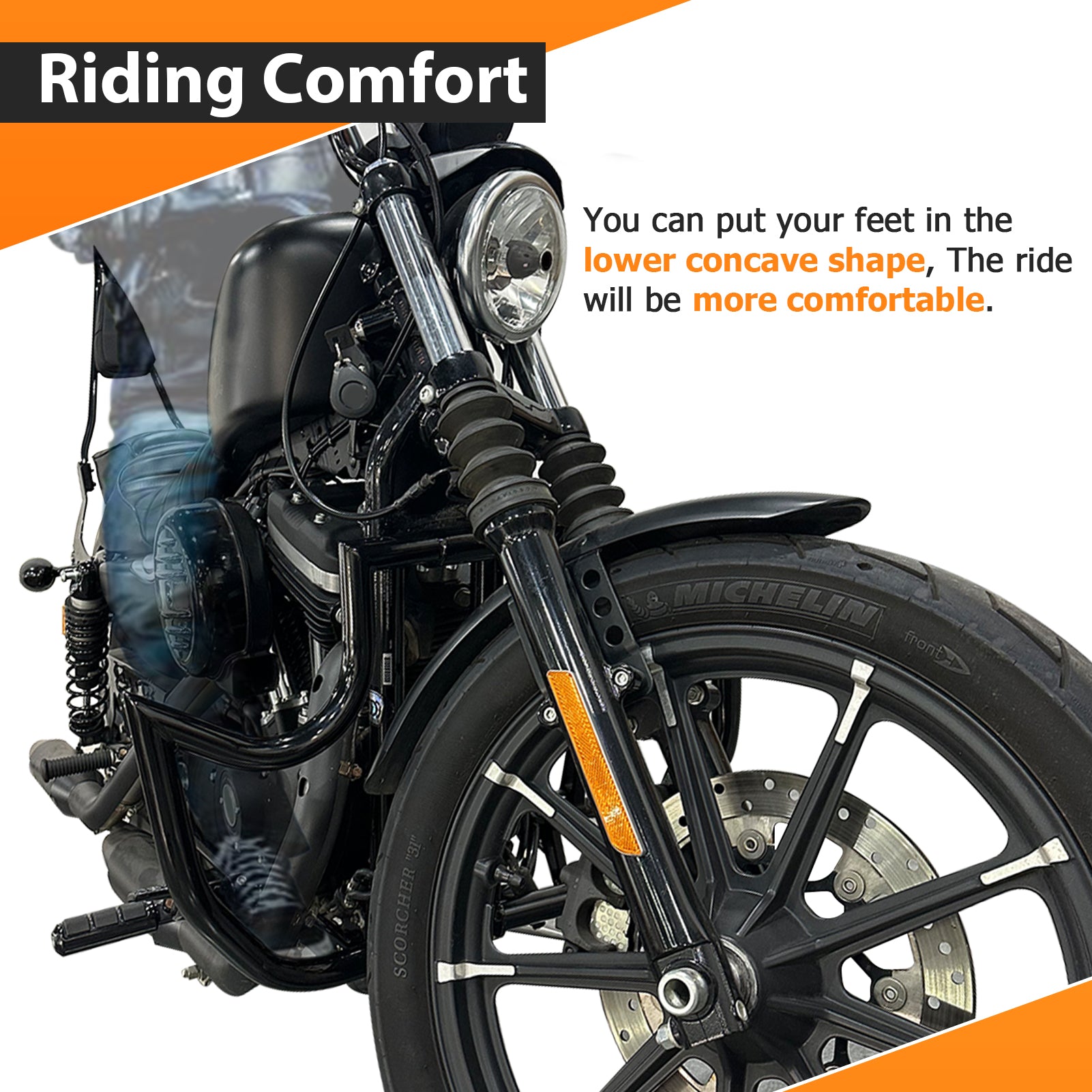 Steel Front Highway Engine Guard Crash Bar for 2004 - 2022 Harley Sportster XL 883 1200 - Mofun - 90201095