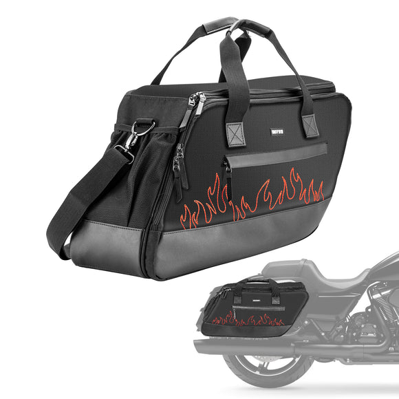 Black Oxford&Leather Red Flame Saddlebag Organizer Liners Bag for 1993 - 2024 Harley Touring Hard Saddlebag - Mofun - 90209022
