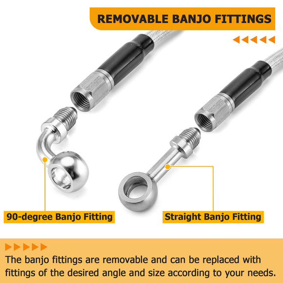 Chrome Non - ABS Hydraulic Front Brake Line, Clutch Cable, Throttle and Idle Cable Kit for 2001 - 2006 Harley Softail Classic/Night Train on 16" - 18" Handlebar - Mofun - 90109219