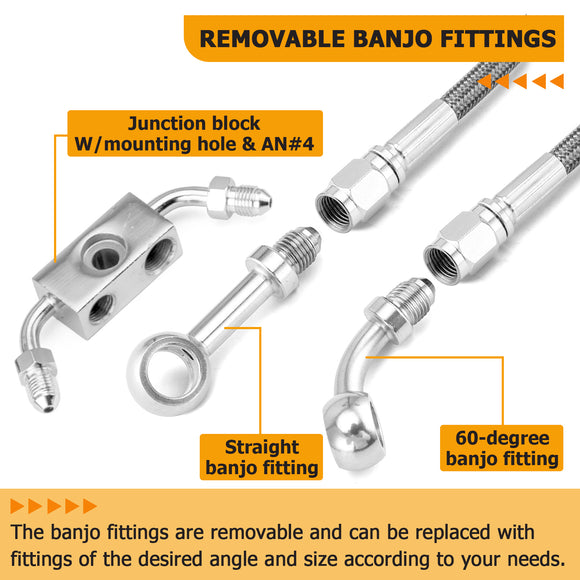 2012-2023 Harley Sportster XL883 XL1200 w/ ABS Extended Length ABS Hydraulic Front Brake Line Kit (for 12"-14" Handlebar)