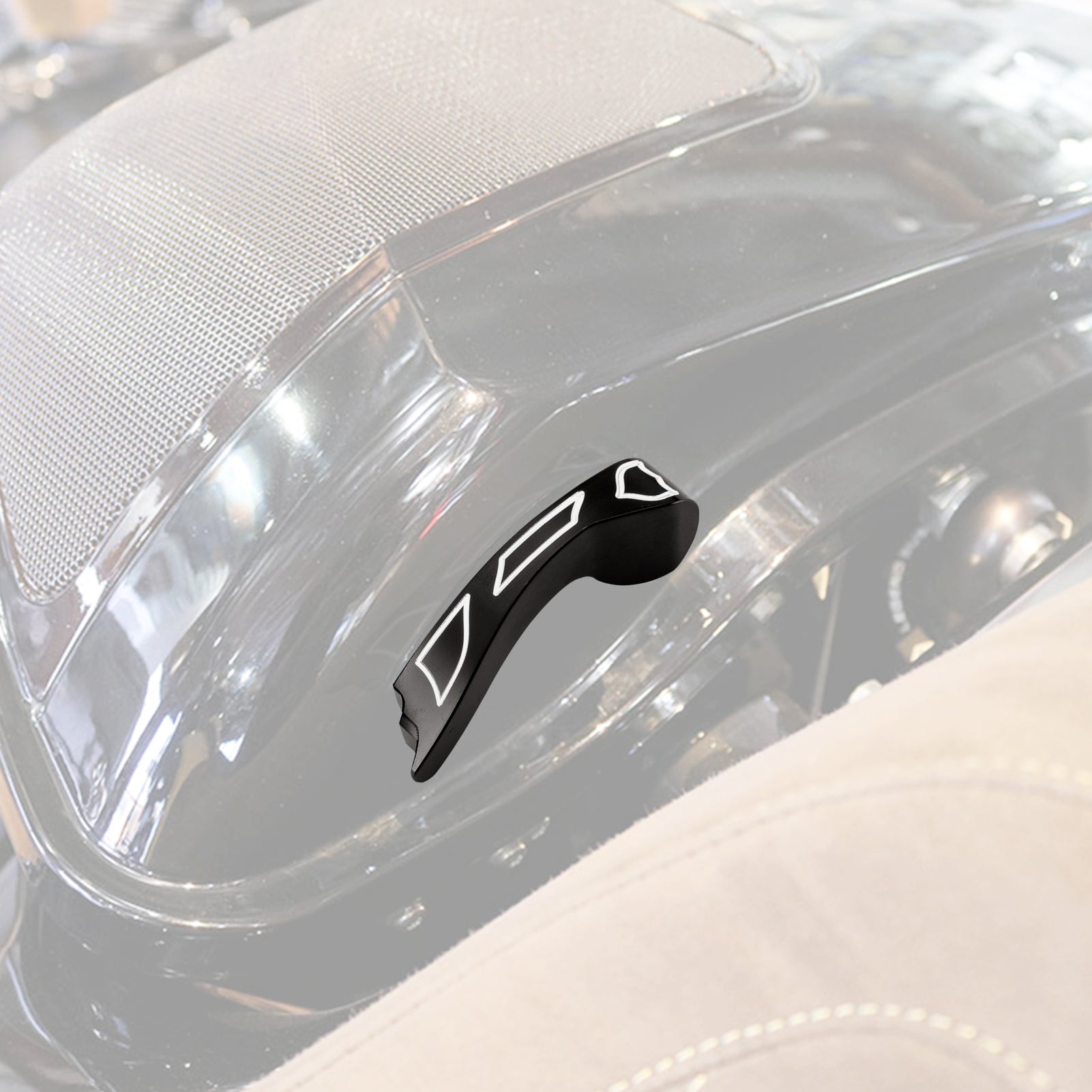 2014-2023 Harley Electra Glide Road Glide Aluminum Gloss Black Shield Type Saddlebag Lid Lifter-2