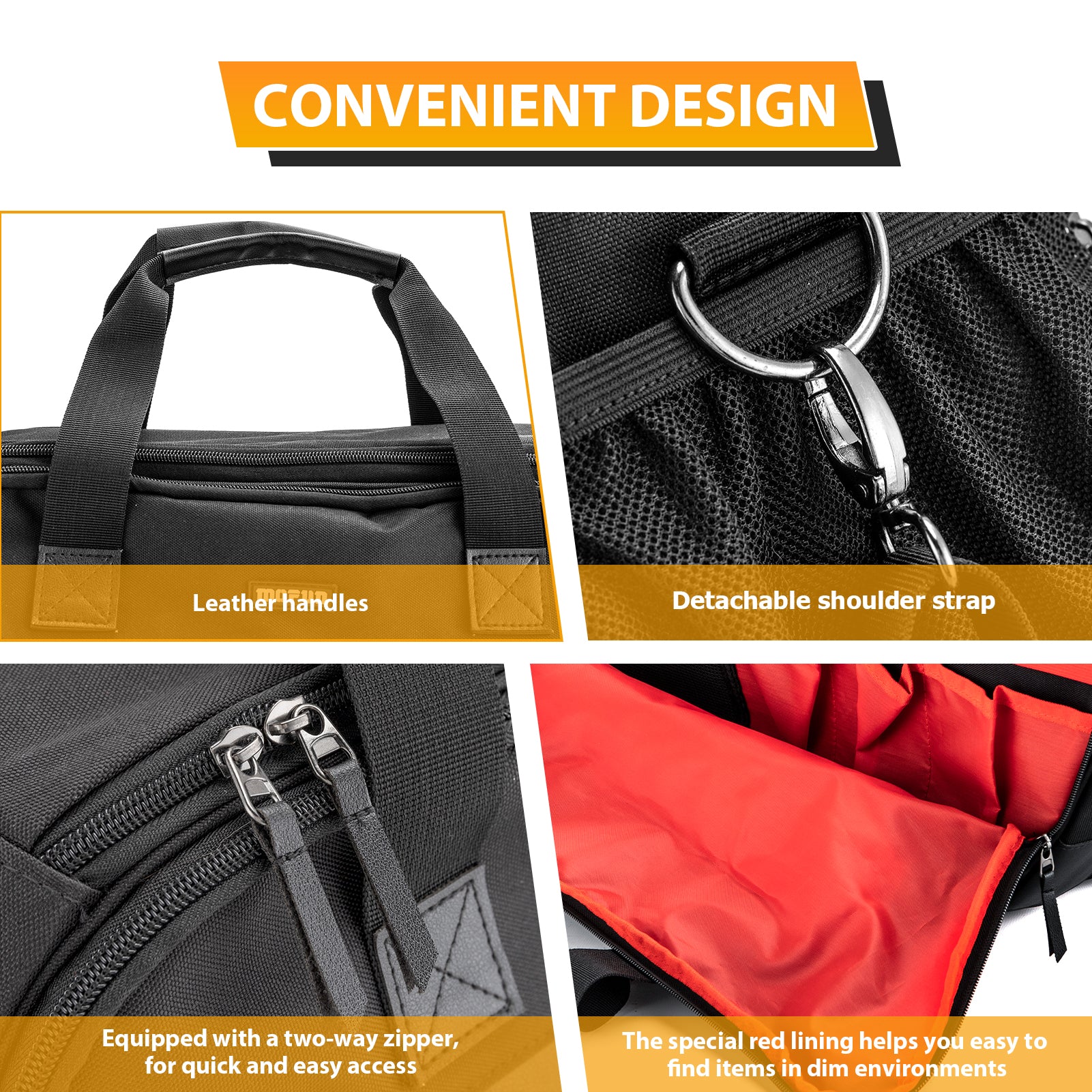 Black Oxford&Leather Red Flame Saddlebag Organizer Liners Bag for 1993 - 2024 Harley Touring Hard Saddlebag - Mofun - 90209022