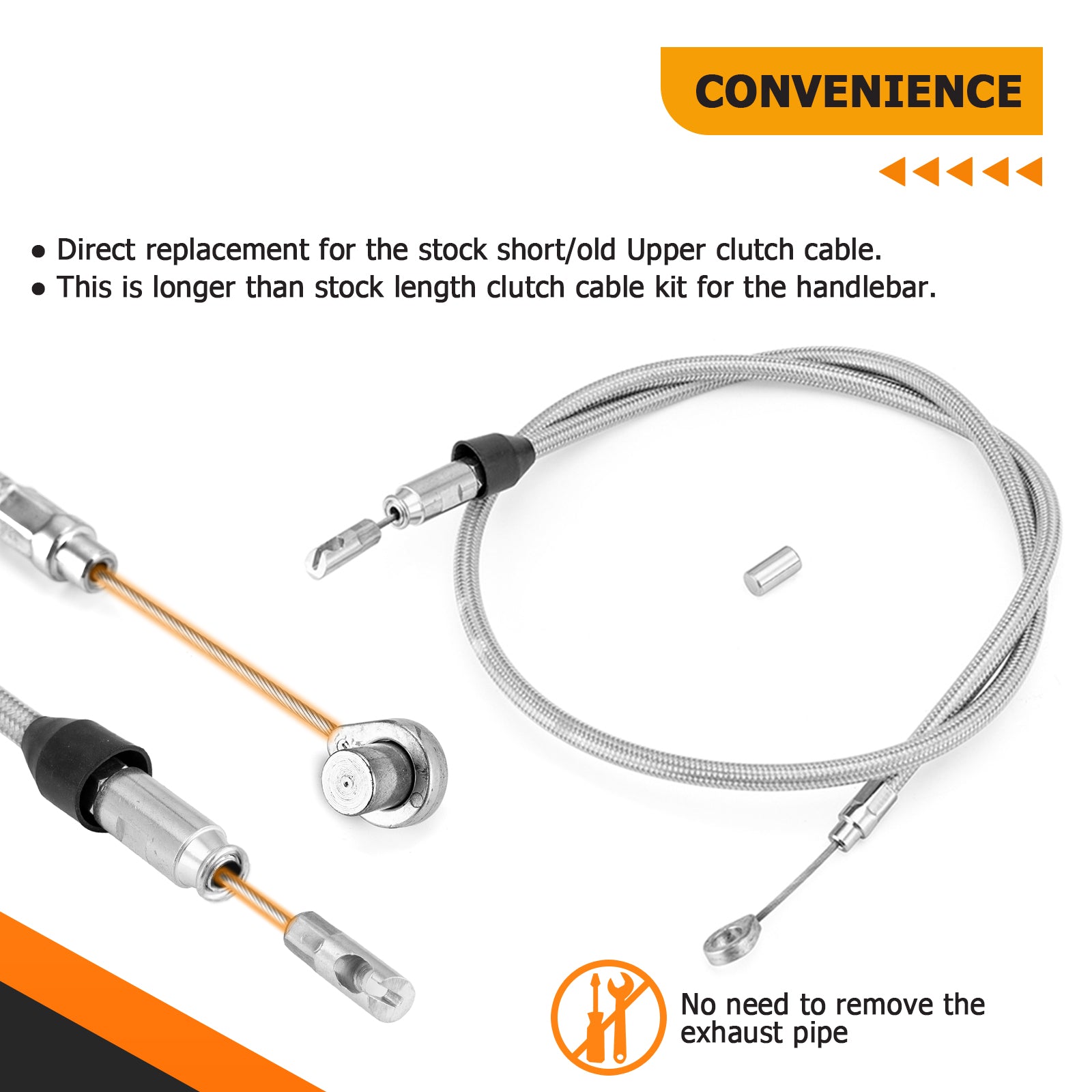 Throttle by Wire Extensions, Extended Length ABS Upper Hydraulic Front Brake Line, Clutch Cable Kit for 2018 - 2024 Harley Softail Street Bob/Heritage Classic (for 12" - 14" Handlebar ABS) - Mofun - 90109045