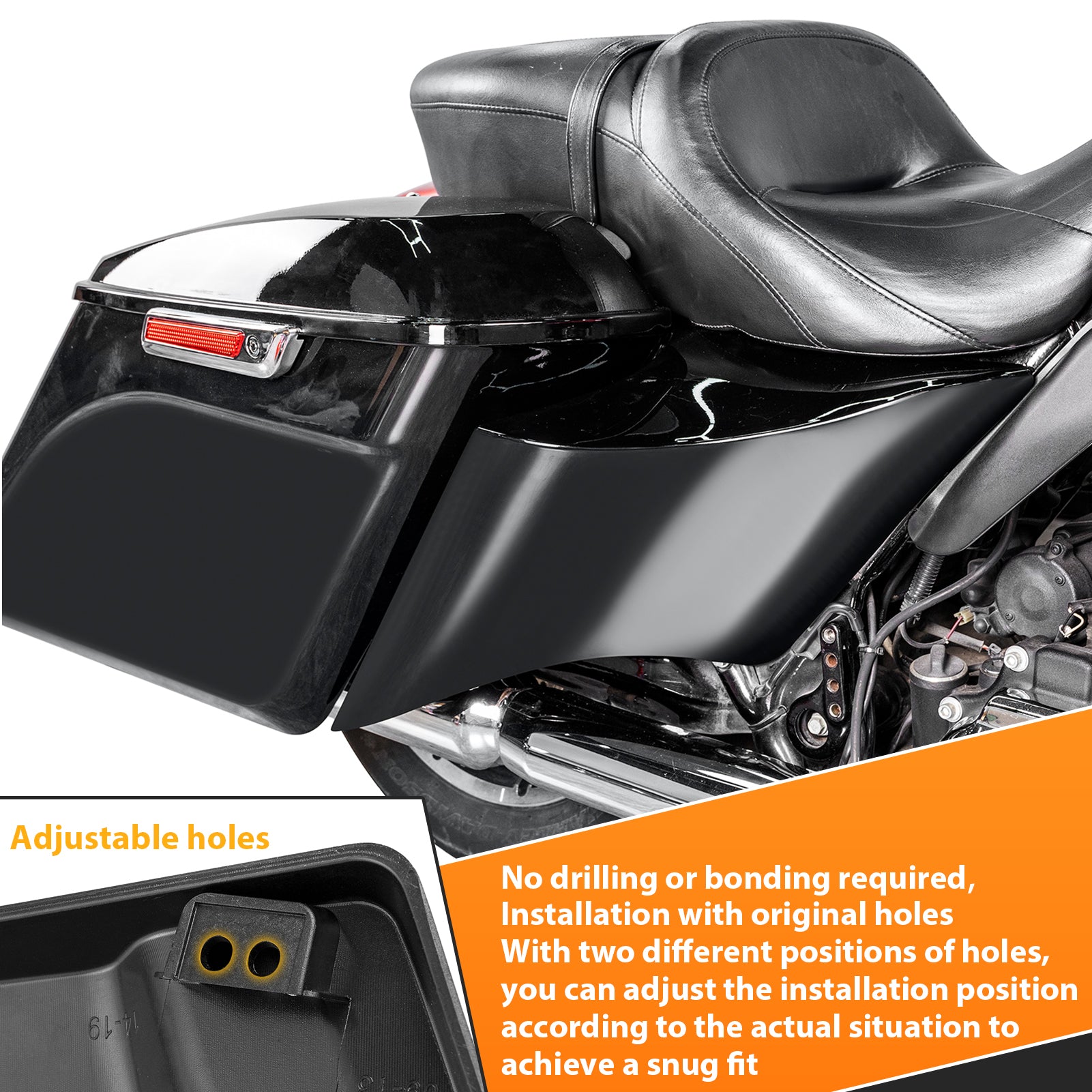 2009-2023 Harley Davidson Electra Glide Road King Black ABS Plastic Stretched Extended Side Panel Cover