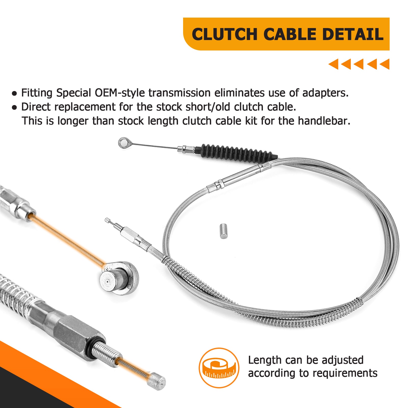 Non-ABS Hydraulic Front Brake Line, Clutch Cable, Throttle and Idle Cable Kit for Harley Softail Deluxe/Fat Boy/Rocker on 16"-18" Handlebar