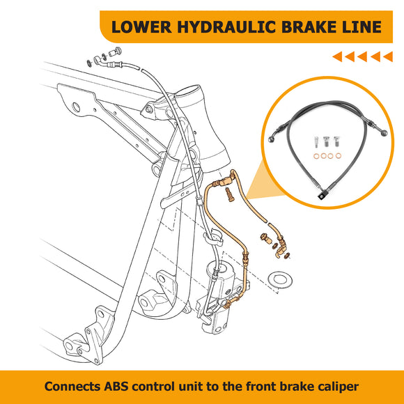 Stainless Steel Hydraulic Front ABS Lower Brake Line Kit for 2011 - 2017 Harley Softail Fat Boy/Heritage Classic/Deluxe EFI - Mofun - 90110321