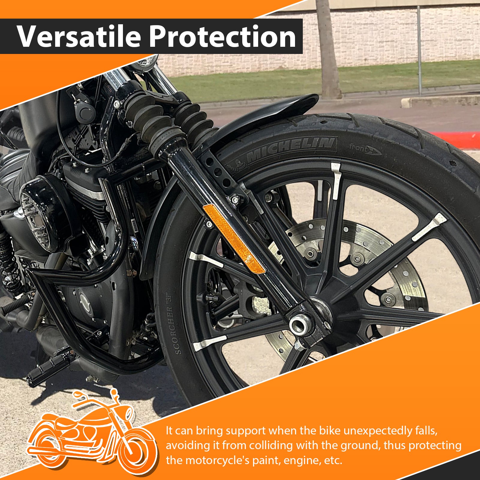 Steel Front Highway Engine Guard Crash Bar for 2004 - 2022 Harley Sportster XL 883 1200 - Mofun - 90201095