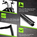 Gloss Black 12" Rise Pre - Wired Plug & Play Horn Style Ape Bar Handlebar for 2011 - 2024 Harley Softails & 2015 - Later Harley Touring Road King - Mofun - 90101652