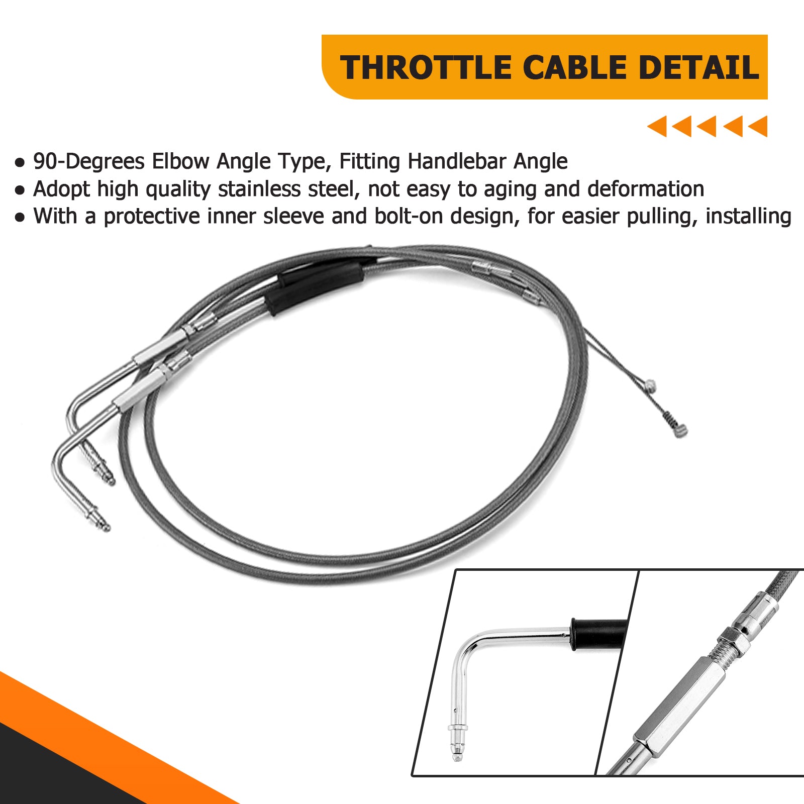 Black Non-ABS Hydraulic Front Brake Line, Clutch cable, Throttle and Idle Cable Kit for Harley Dyna Low Rider/Street Bob/Super Glide on 14"-16" Handlebar (Non-ABS)