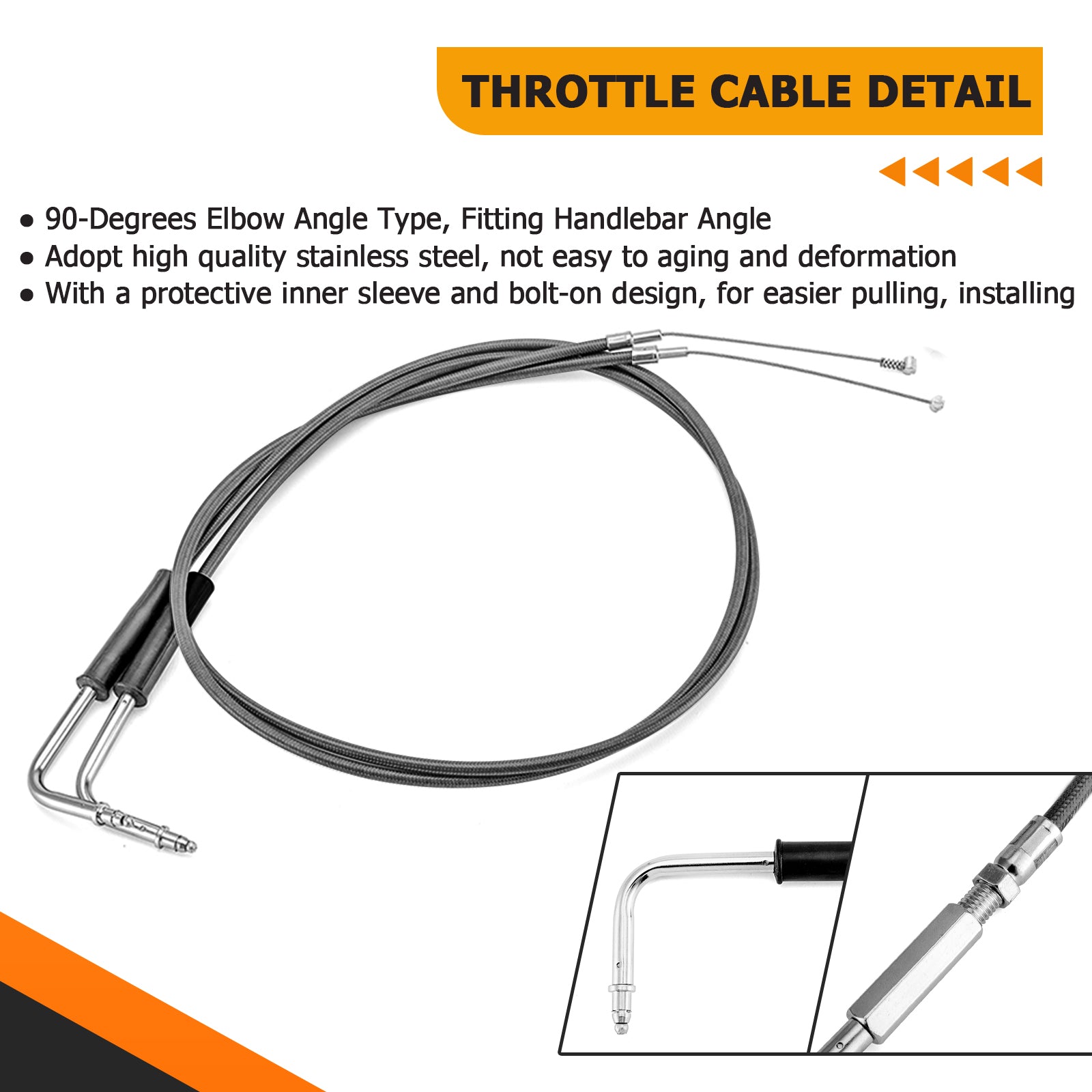 Black Non-ABS Hydraulic Front Brake Line, Clutch Cable, Throttle and Idle Cable Kit for 2001-2006 Harley Softail Classic/Night Train on 16"-18" Handlebar