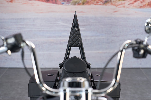 For 2018-2025 Harley Softail Street Bob / Softail Classic Gloss Black Quick Release Sharp Angle 24" Passenger Backrest Sissy Bar