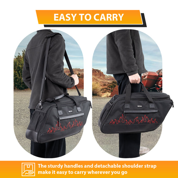 Black Oxford&Leather Red Flame Saddlebag Organizer Liners Bag for 1993 - 2024 Harley Touring Hard Saddlebag - Mofun - 90209022