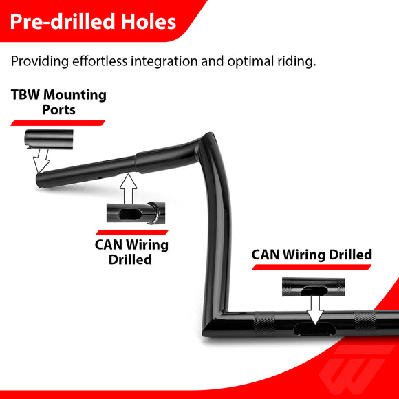 2018-2025 Indian Springfield & 2018-2021 Chief 12" Gloss Black APE Hanger Bar-Sharp Handlebar