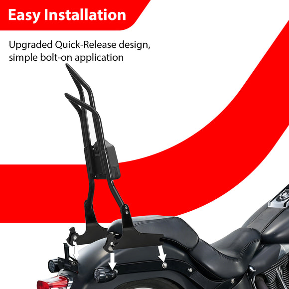 For 2006-2017 Harley Softail FLSTF/FLSTFB/FLSTSB/FXSTB/FXSTC/FXST/FXSTS Gloss Black Dual Sharp-Angle Passenger Backrest Sissy Bar