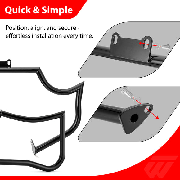 For 2017-2026 Indian Roadmaster/Chieftain/Springfield Gloss Black Front Engine Guard & Rear Crash Bar