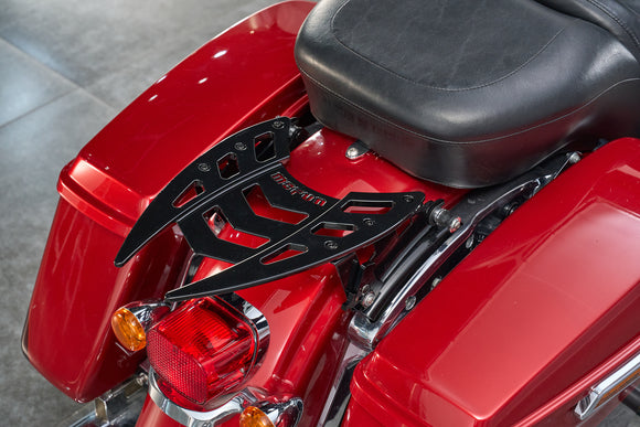 For 2009-2026 Harley Touring Models Gloss Black Dual Sharp-Angle Luggage Rack
