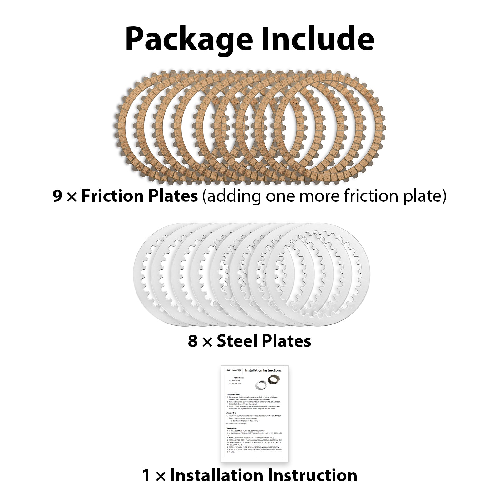 1994-1997 Harley Davidson Sportster XL Touring Softail Dyna & FXR Big Twin Models Clutch Steel Plate & Clutch Friction Plates Kit
