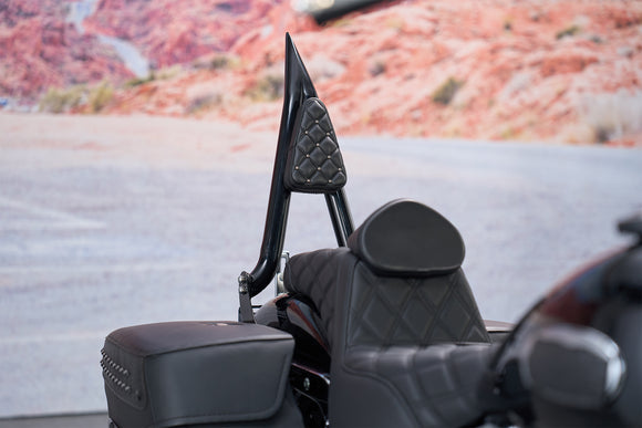 For 2018-2025 Harley Softail Street Bob / Softail Classic Gloss Black Quick Release Sharp Angle 24" Passenger Backrest Sissy Bar