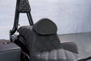 For 2018-2026 Harley Softail Street Bob/ Softail Heritage Classic Black Double Stitching One-Piece 2-Up Seat Driver Passenger Seat with Driver Backrest Cushion Pad-9