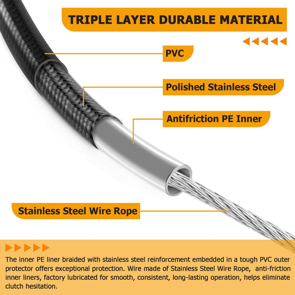 42" Extended Length Quick Connect Braided Stainless Steel Upper Clutch Cable for 2018 - up Harley Softail Fat Boy/Low Rider - Mofun - 90112107