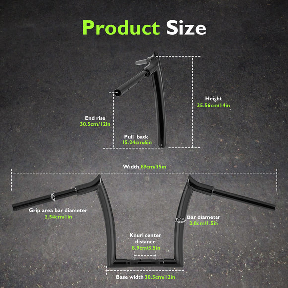For 2024-2026 Harley Touring Road Glide 12" Gloss Black Meathook Ape Hangers / Ape Bar-Sharp Handlebar