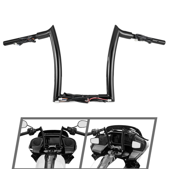 For 2024-2026 Harley Touring Road Glide 12" Gloss Black Zero Wire Pulling Ape Bar-Sharp Pre-Wired Handlebar