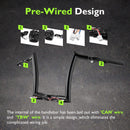 For 2024-2026 Harley Touring Road Glide 10" Gloss Black Zero Wire Pulling Pre-Wired Meathook Ape‑Hanger Handlebar-6