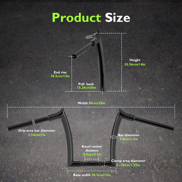 For 2024-2026 Harley Touring Road Glide 12" Gloss Black Zero Wire Pulling Ape Bar-Sharp Pre-Wired Handlebar
