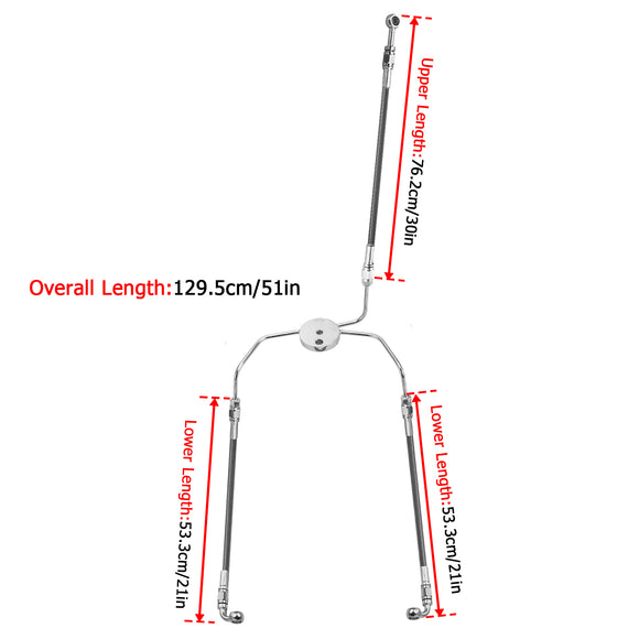 For 1999-2007 Harley Touring Non-ABS Models Extended Length without ABS Hydraulic Front Brake Line Kit (for 10"-12" Handlebar)