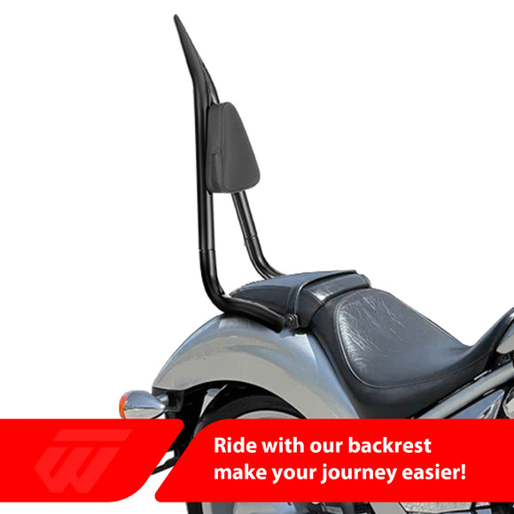 For 2010-2026 Honda Fury VT1300CX 19" Gloss Black Solid Steel Sharp Angle Passenger Backrest Sissy Bar