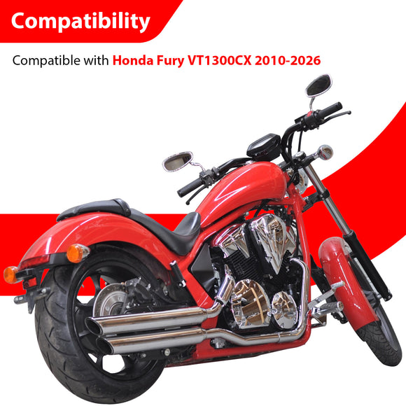 For 2010-2026 Honda Fury VT1300CX 19" Gloss Black Solid Steel Sharp Angle Passenger Backrest Sissy Bar