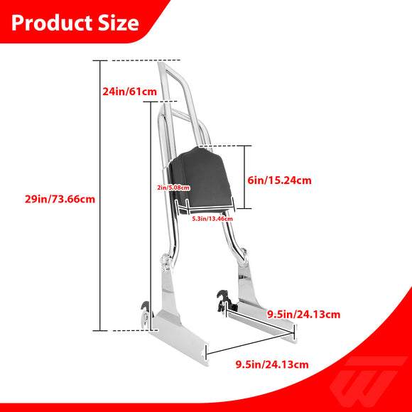 For 2000-2017 Harley Softail Models Chrome Dual Sharp-Angle 28" Passenger Backrest Sissy Bar