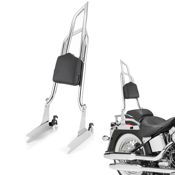 For 2000-2017 Harley Softail Models Chrome Dual Sharp-Angle 28" Passenger Backrest Sissy Bar