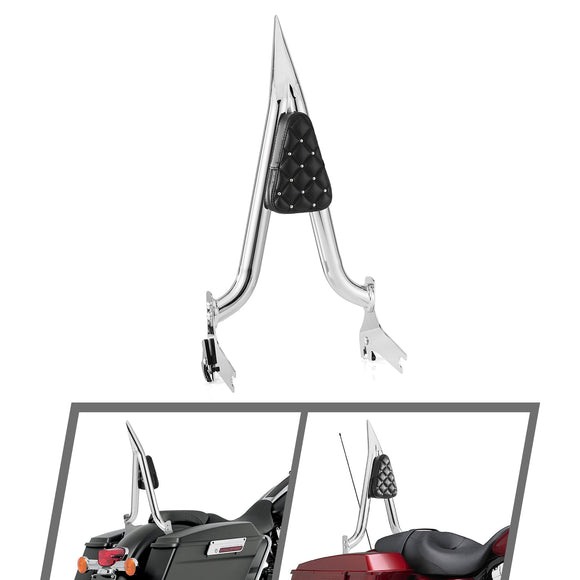 For 1997-2008 Harley Touring Road King/Electra Glide Standard Chrome Plated 24" Sharp Angle Passenger Backrest Sissy Bar