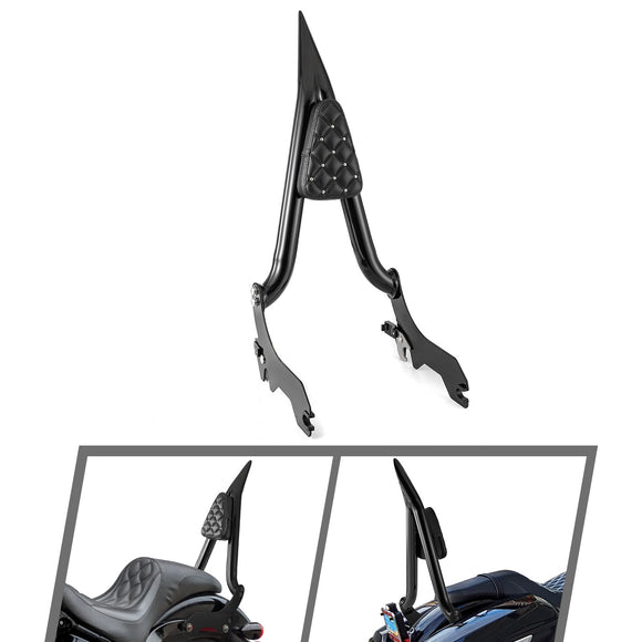 For 2018-2025 Harley Softail Street Bob / Softail Classic Gloss Black Quick Release Sharp Angle 24" Passenger Backrest Sissy Bar