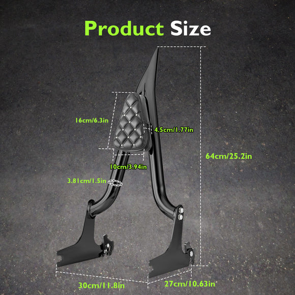 For 2007-2017  Harley Softail Fat Boy / Softail Standard Sharp Angle 24" Passenger Backrest Sissy Bar