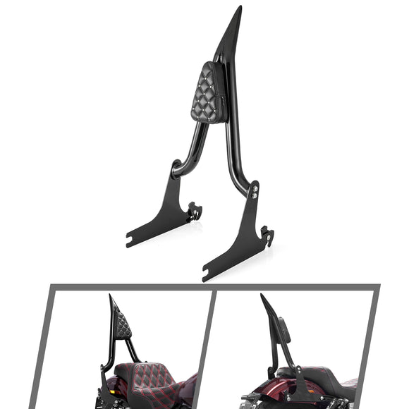 For 2006-2017 Harley Dyna Street Bob  FXDB/I Gloss Black Sharp Angle 24" Passenger Backrest Sissy Bar