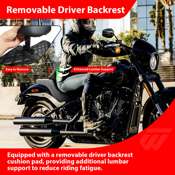 For 2020-2026 Harley Softail Low Rider S One-Piece Driver Passenger Seat with Driver Backrest Cushion Pad